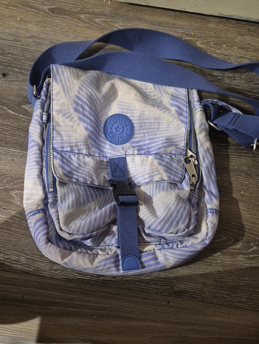 Kipling Light Mauve Nylon Messenger Bag with Blue Strap12inch*12inch